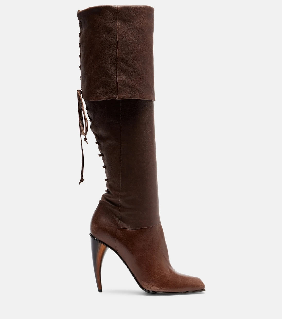 McQueen - Horn lace-up leather knee-high boots