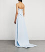 Monique Lhuillier Blue Draped Off-The-Shoulder Gown