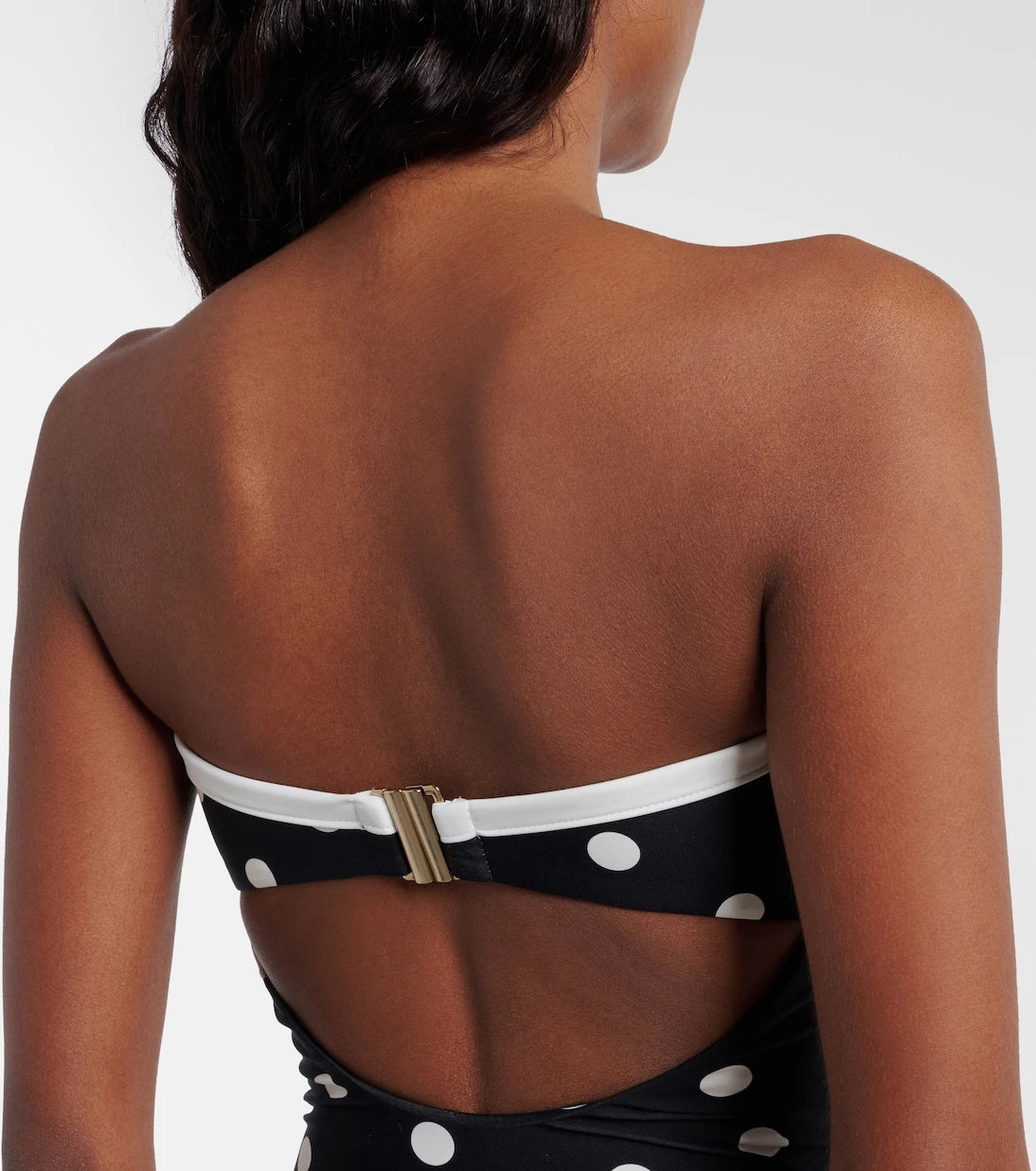 Self-Portrait - Polka-dot strapless swimsuit