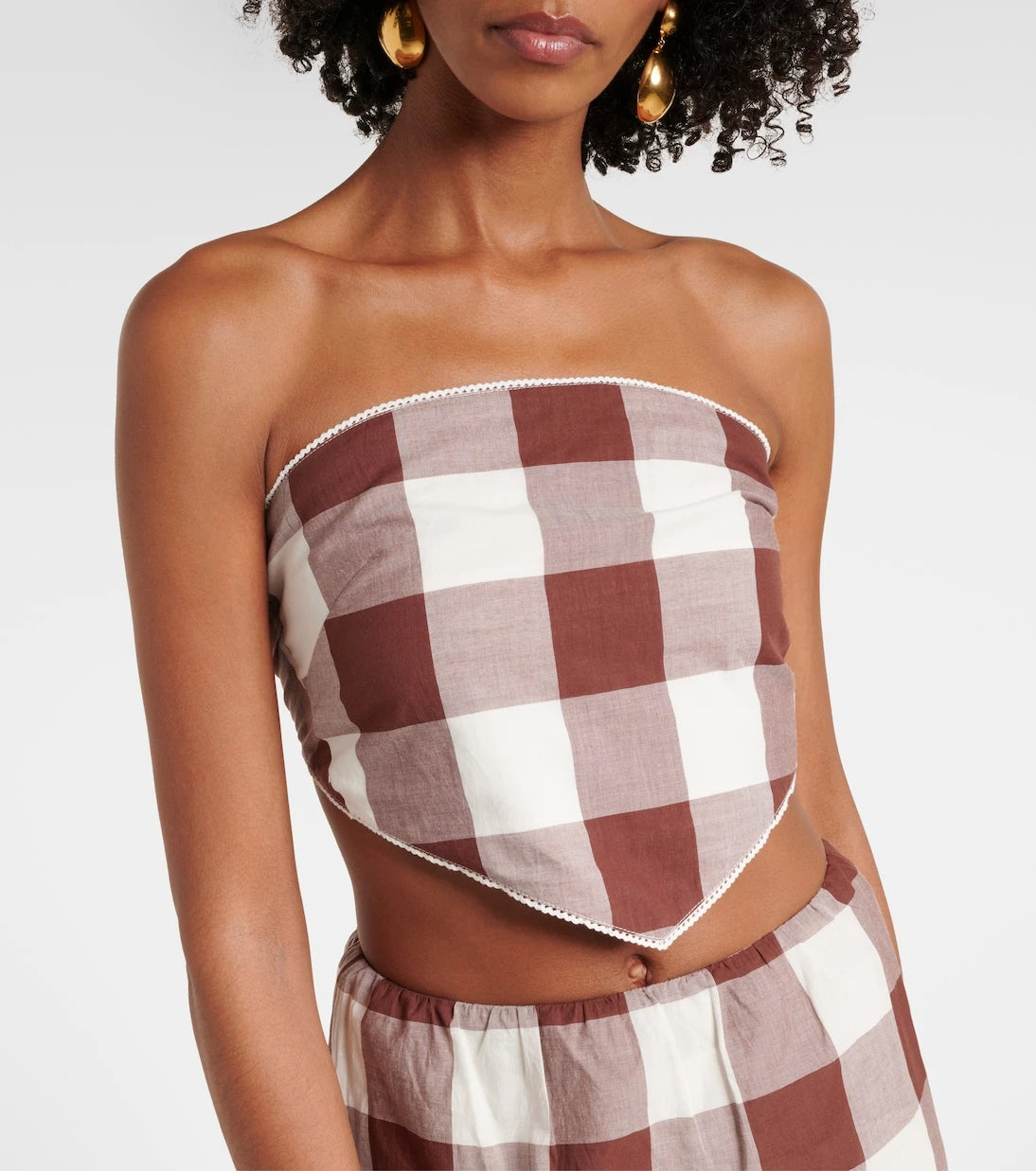 Posse - Callie gingham cotton crop top