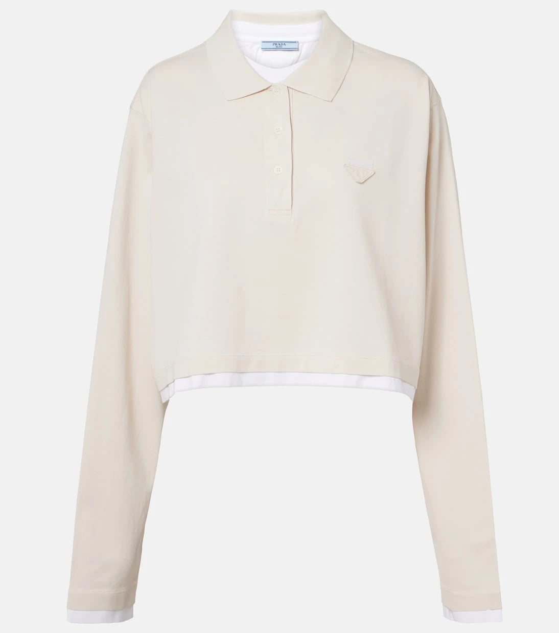 Prada - Cotton piqué and jersey polo shirt