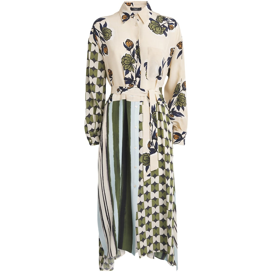 Weekend Max Mara Beige Silk Printed Midi Dress