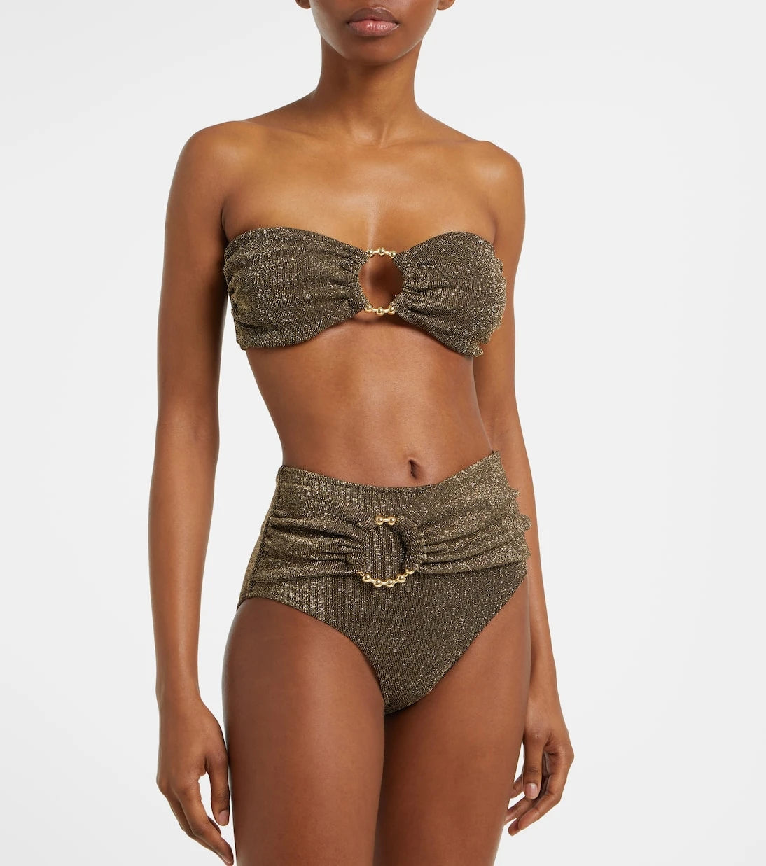 Alexandra Miro - Carlotta lamé bandeau bikini top