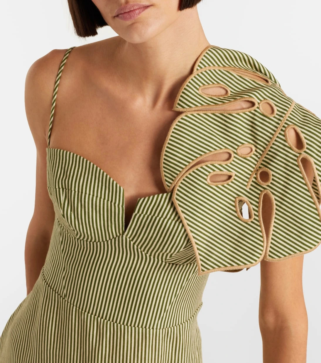 Farm Rio - Striped Monstera linen midi dress