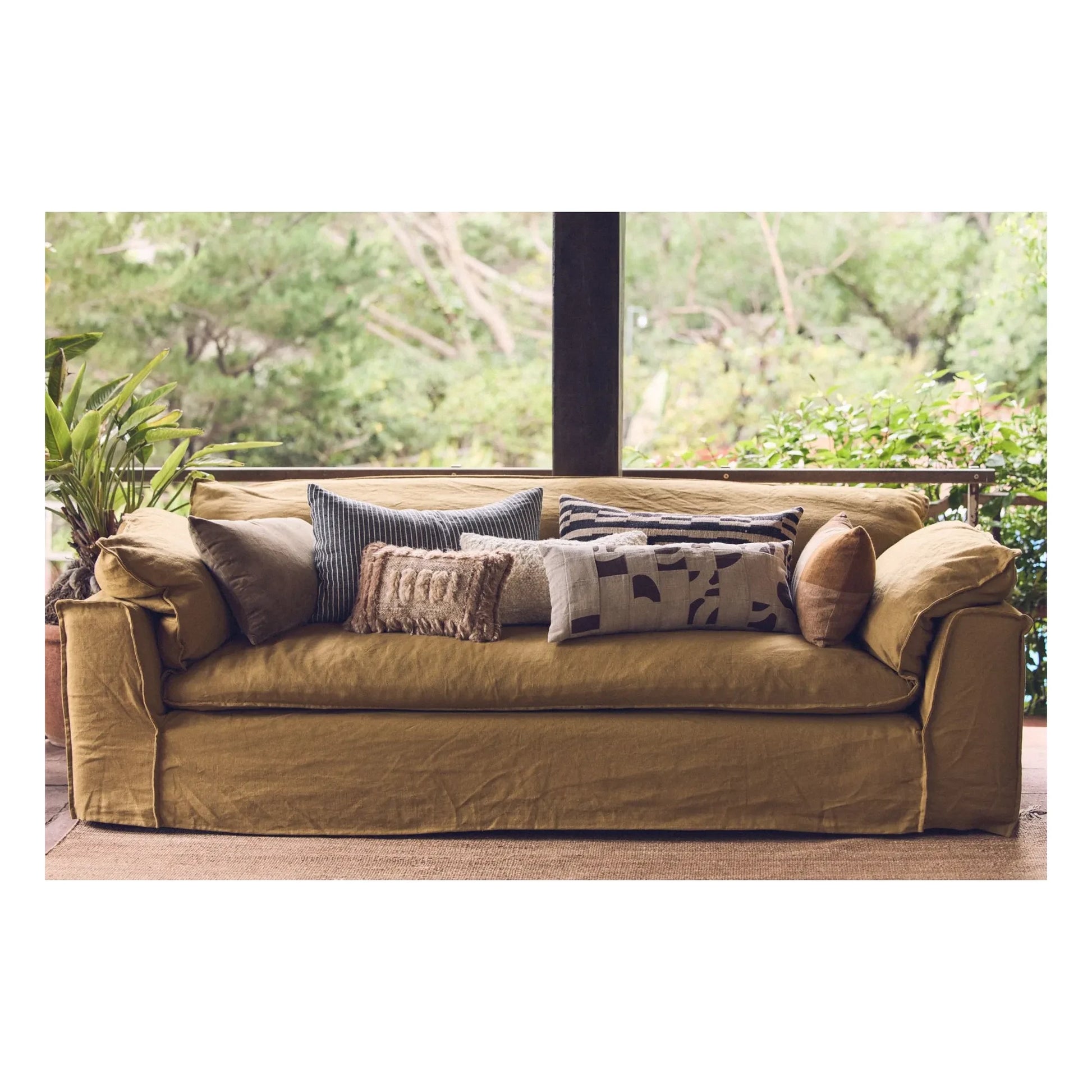 HKliving - 4-seater linen sofa Nomad | Ochre