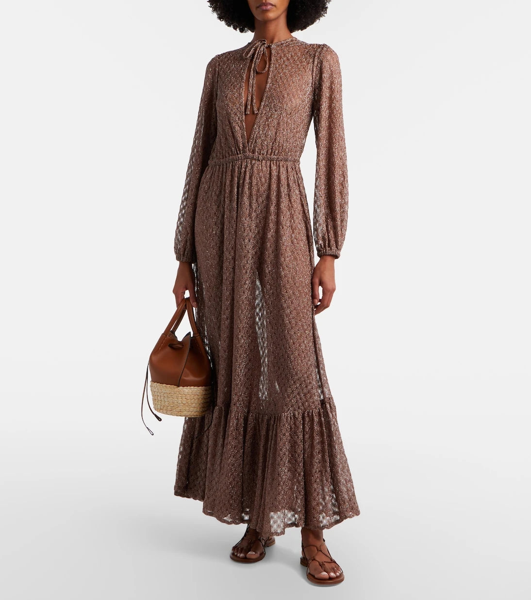Missoni - فستان ماكسي من نسيج اللاميه المفتوح