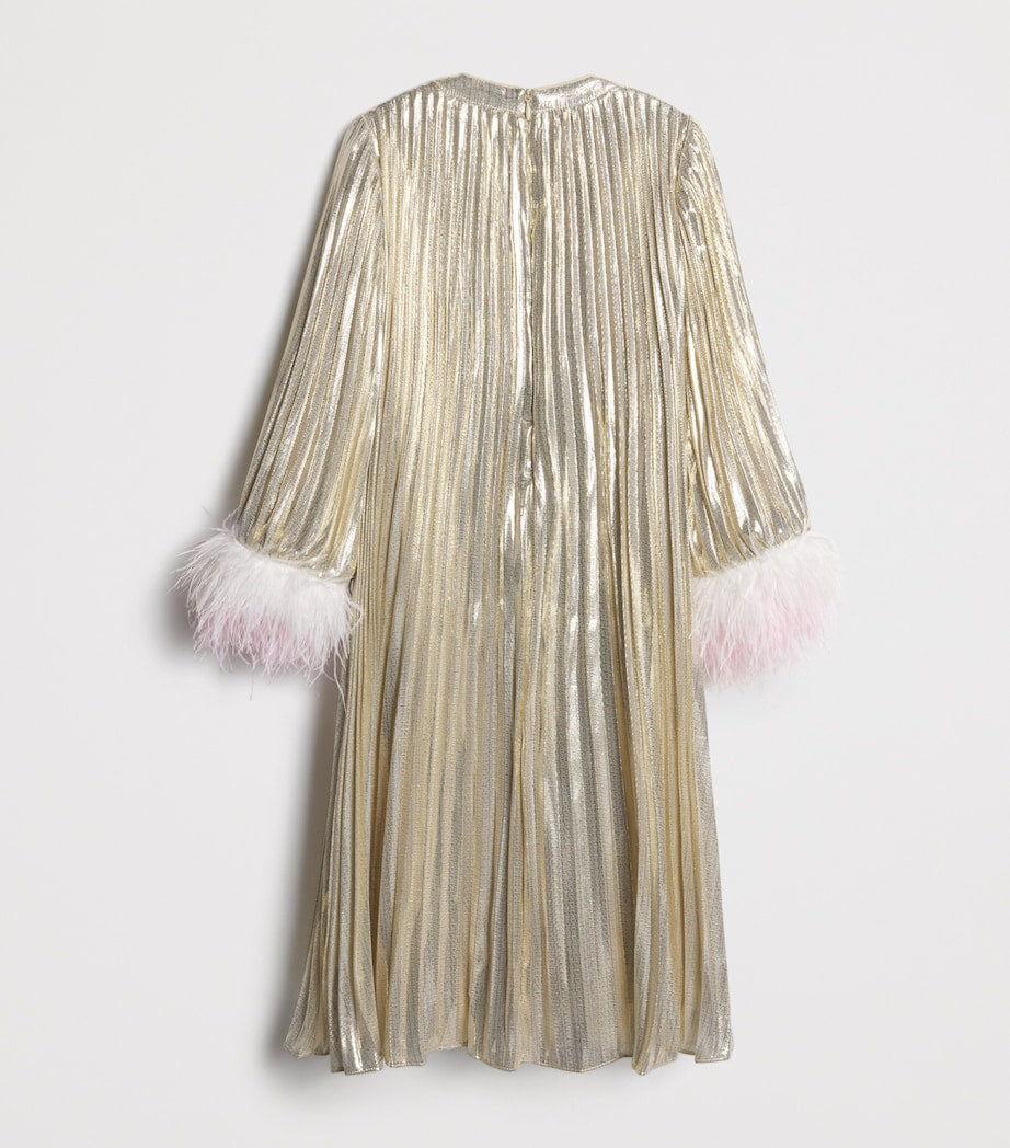 Metallic Feather-Trimmed Chiffon Dress (5-12 Years)