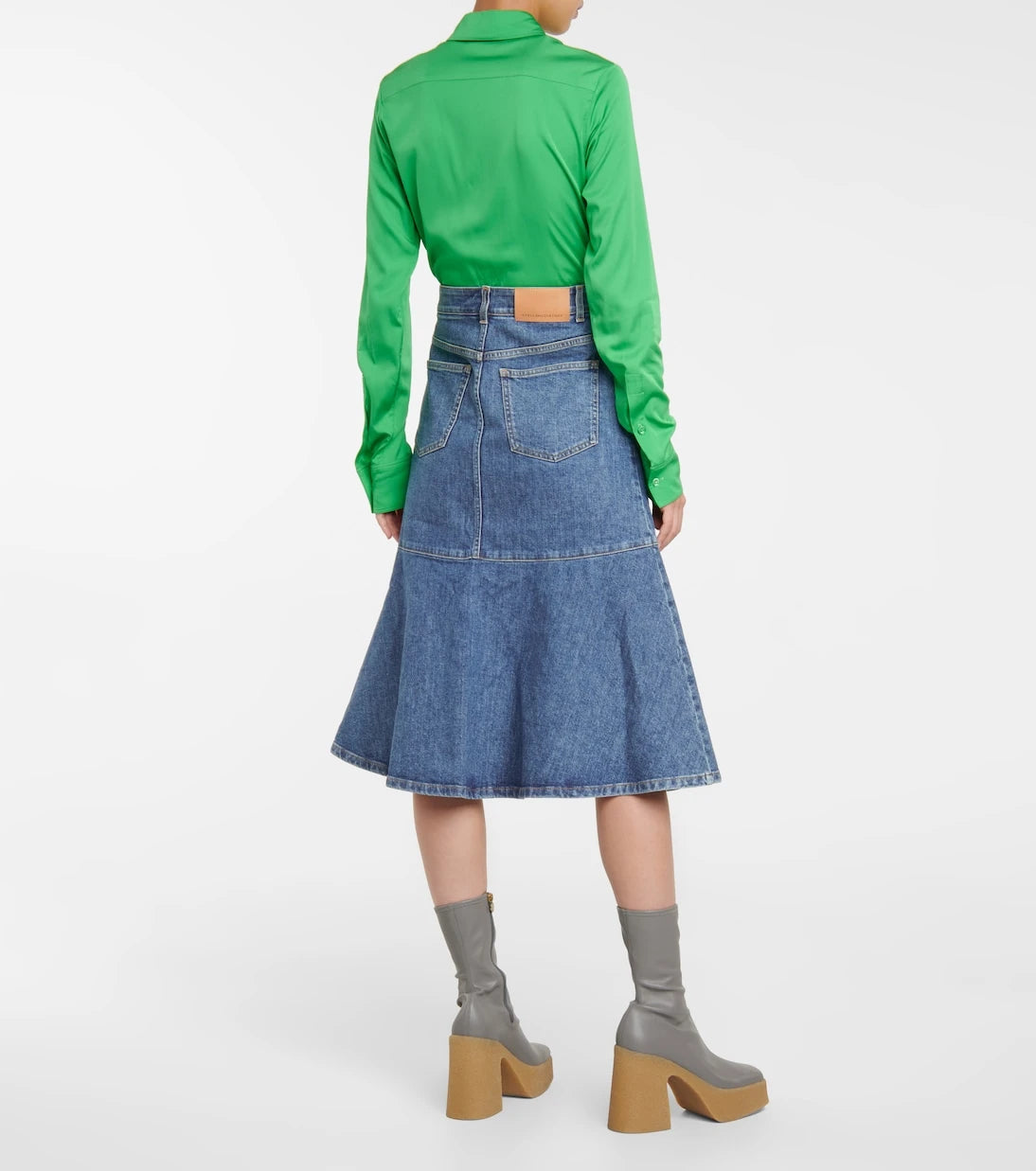 Stella McCartney - Flared denim midi skirt
