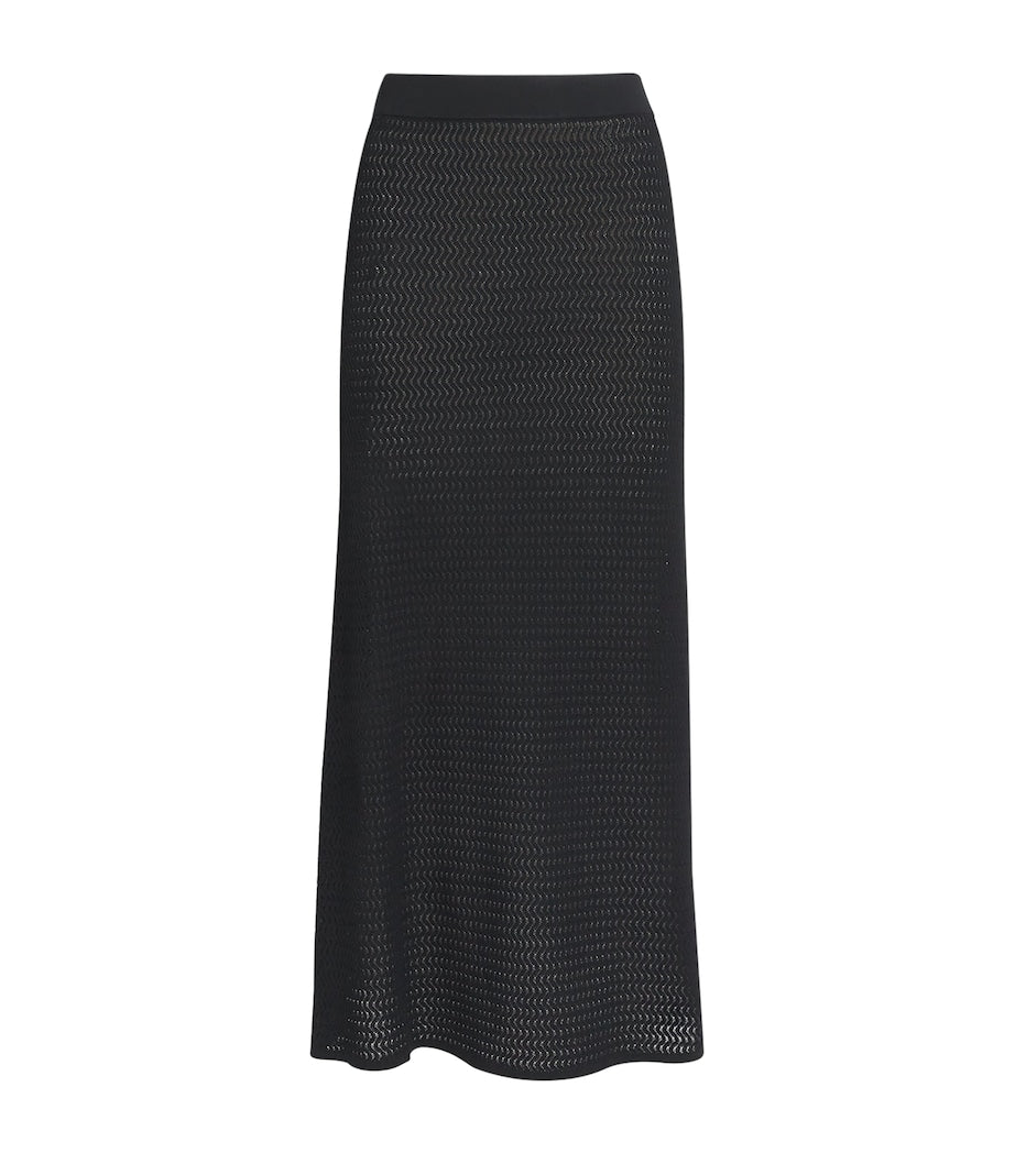 Victoria Beckham Black Knitted Midi Skirt