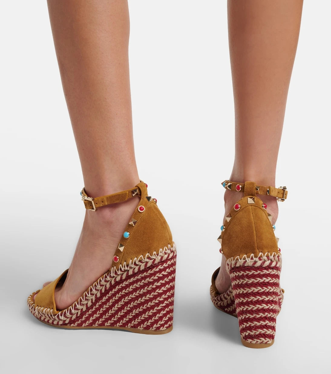 Valentino Garavani - Rockstud suede wedge sandals