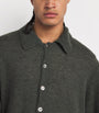 Green Alpaca-Blend Evening Polo Cardigan