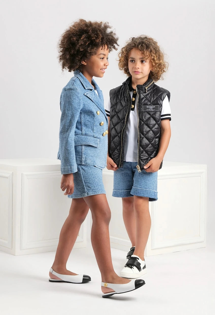 Balmain Kids - Monogram denim skirt