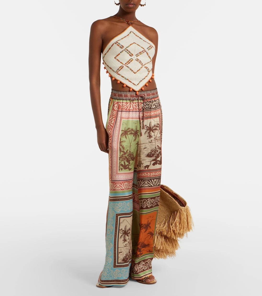 Alémais - Marva beaded crochet open-back cotton top