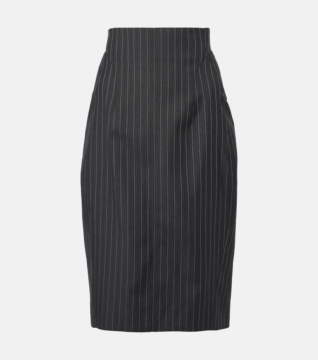 Mugler - Çizgili yün karışımı midi etek