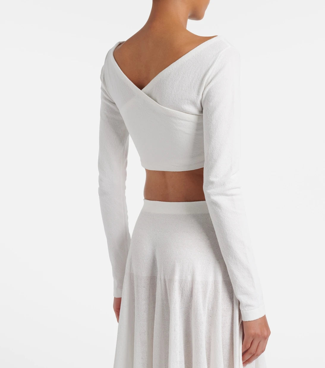 Alaïa - Cotton-blend crêpe wrap top