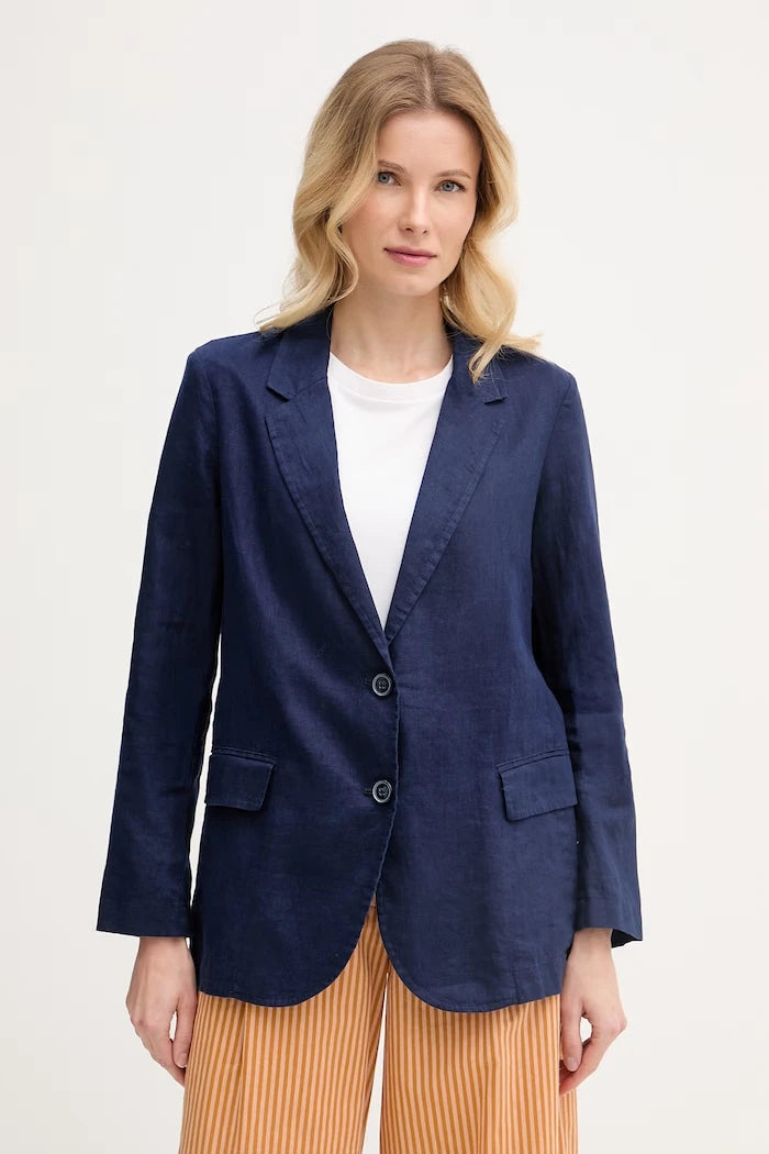 United Colors of Benetton tek düğmeli kadın keten blazer