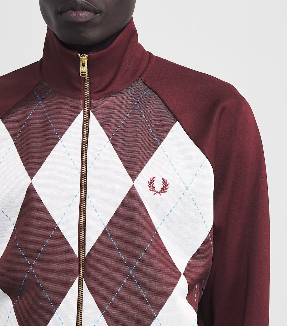 Fred Perry Burgundy Argyle Track Jacket