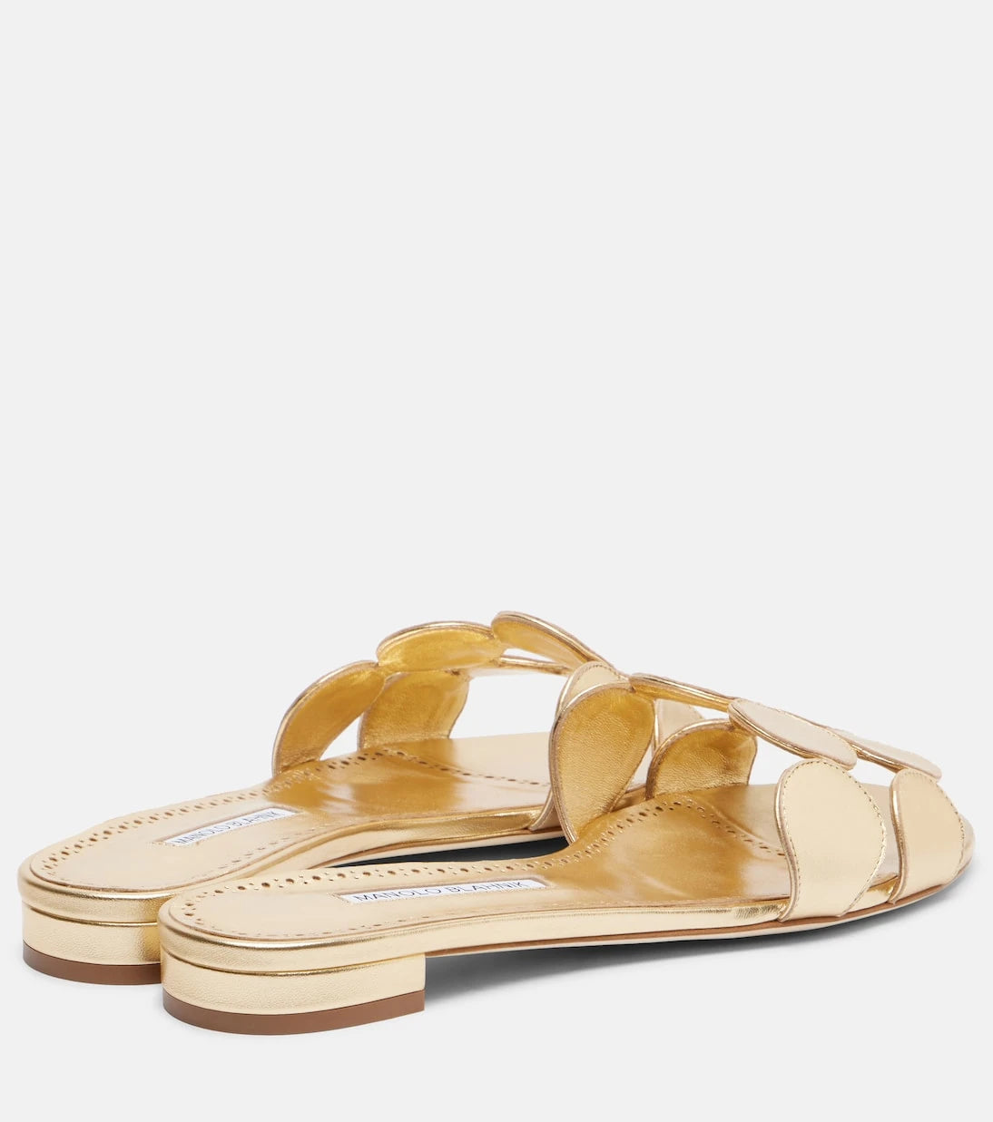 Manolo Blahnik - Haribalmuflat metallic leather slides