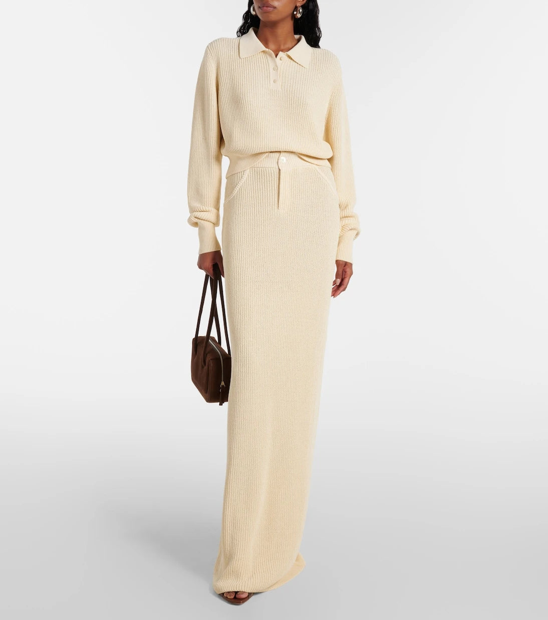 Aya Muse - Castu ribbed-knit cotton-blend maxi skirt