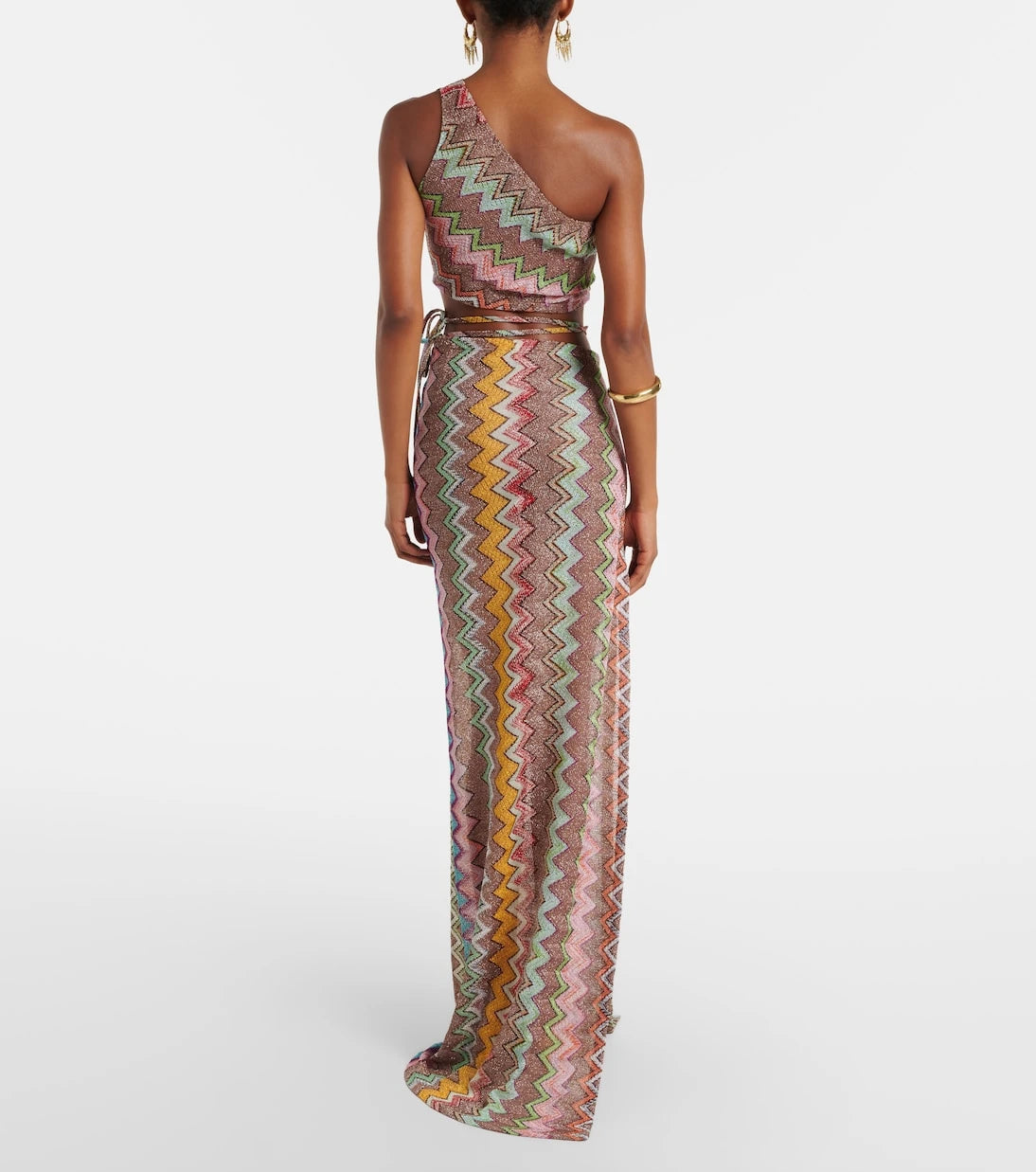 Missoni - تنورة بنمط متعرج لامعة ملفوفة