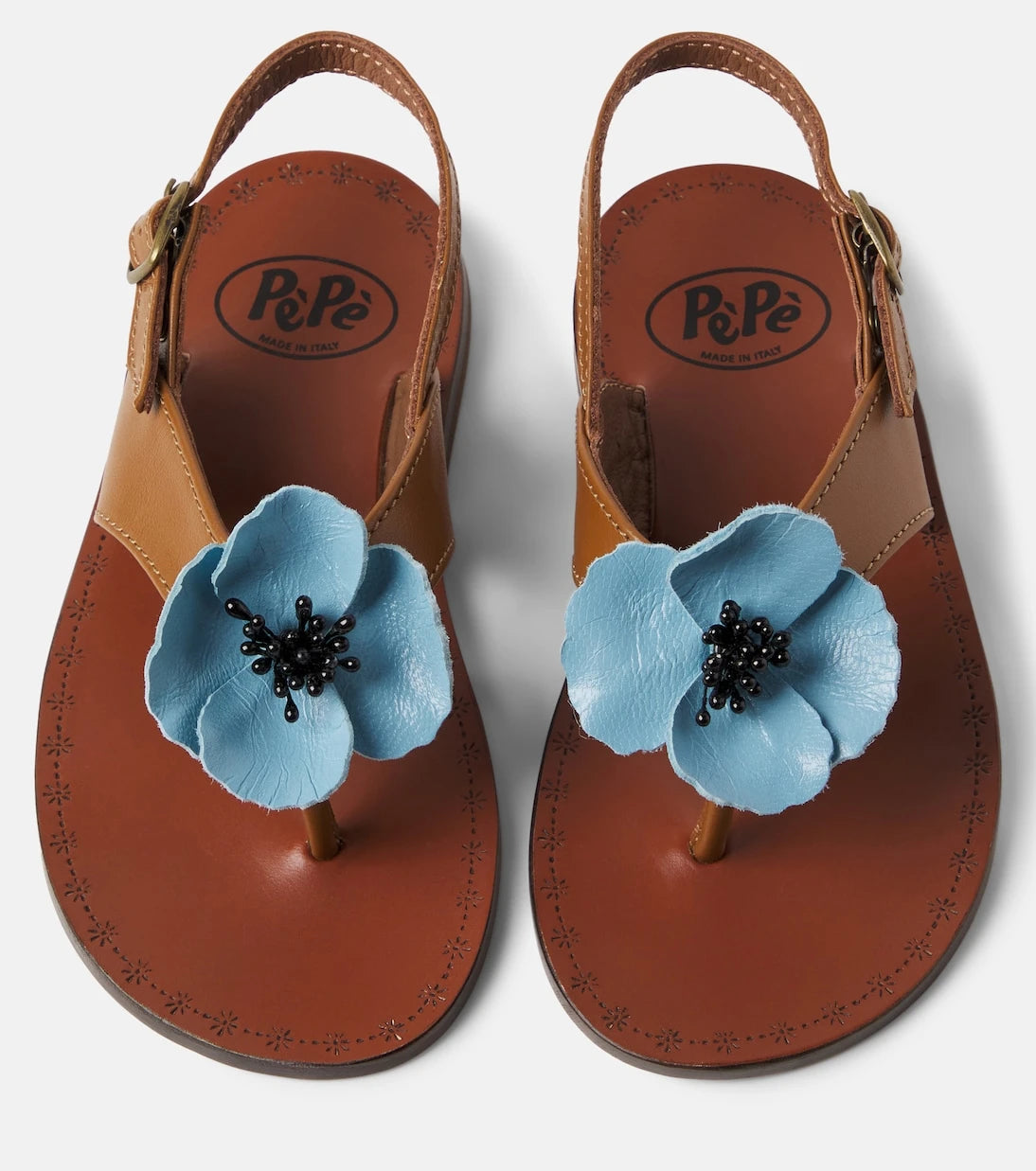 PèPè - Juliette floral-appliqué leather sandals
