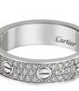 White Gold and Diamond-Paved LOVE Wedding Band
