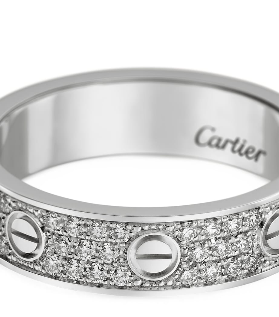 White Gold and Diamond-Paved LOVE Wedding Band