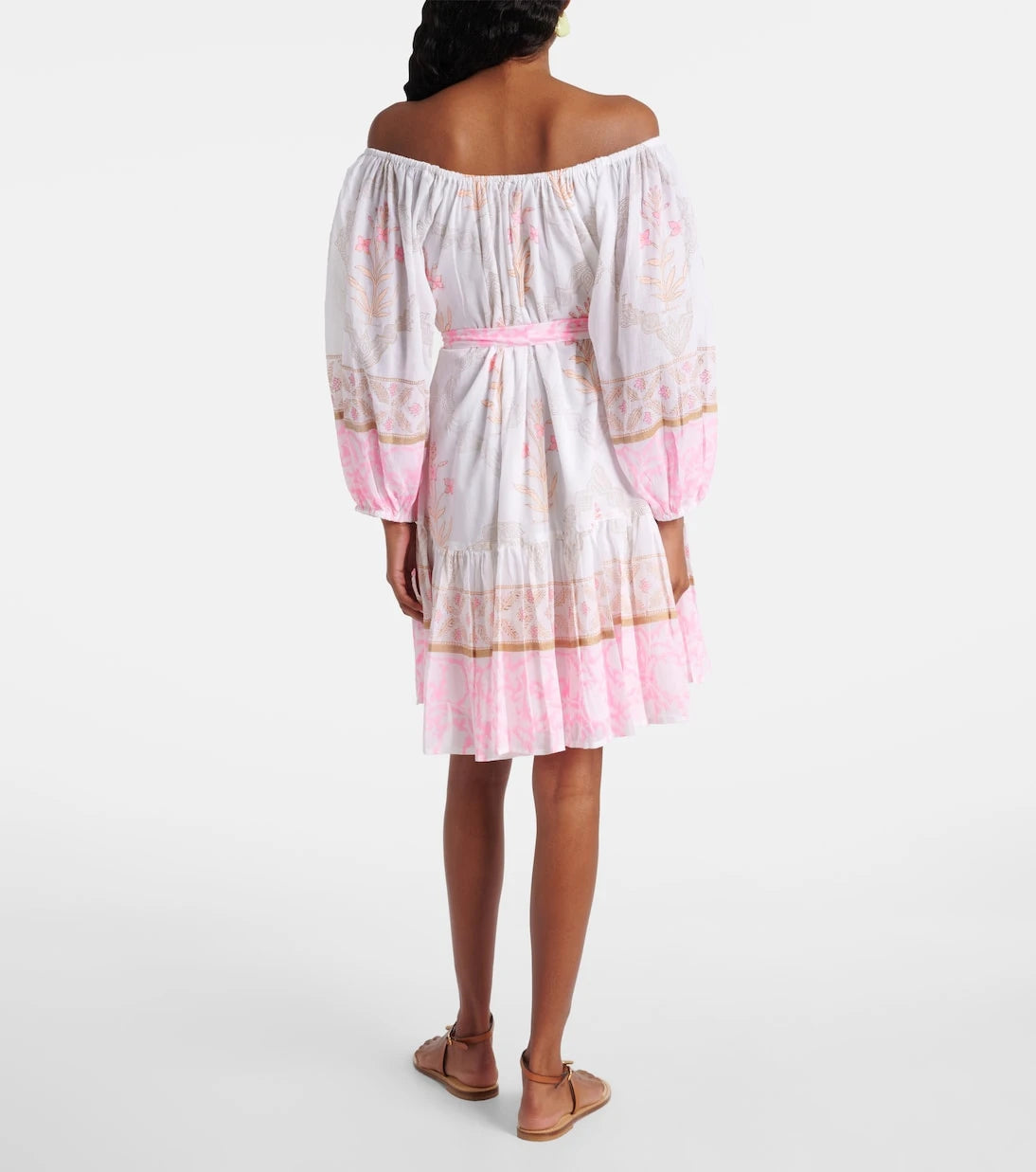 Juliet Dunn - Printed off-shoulder cotton minidress