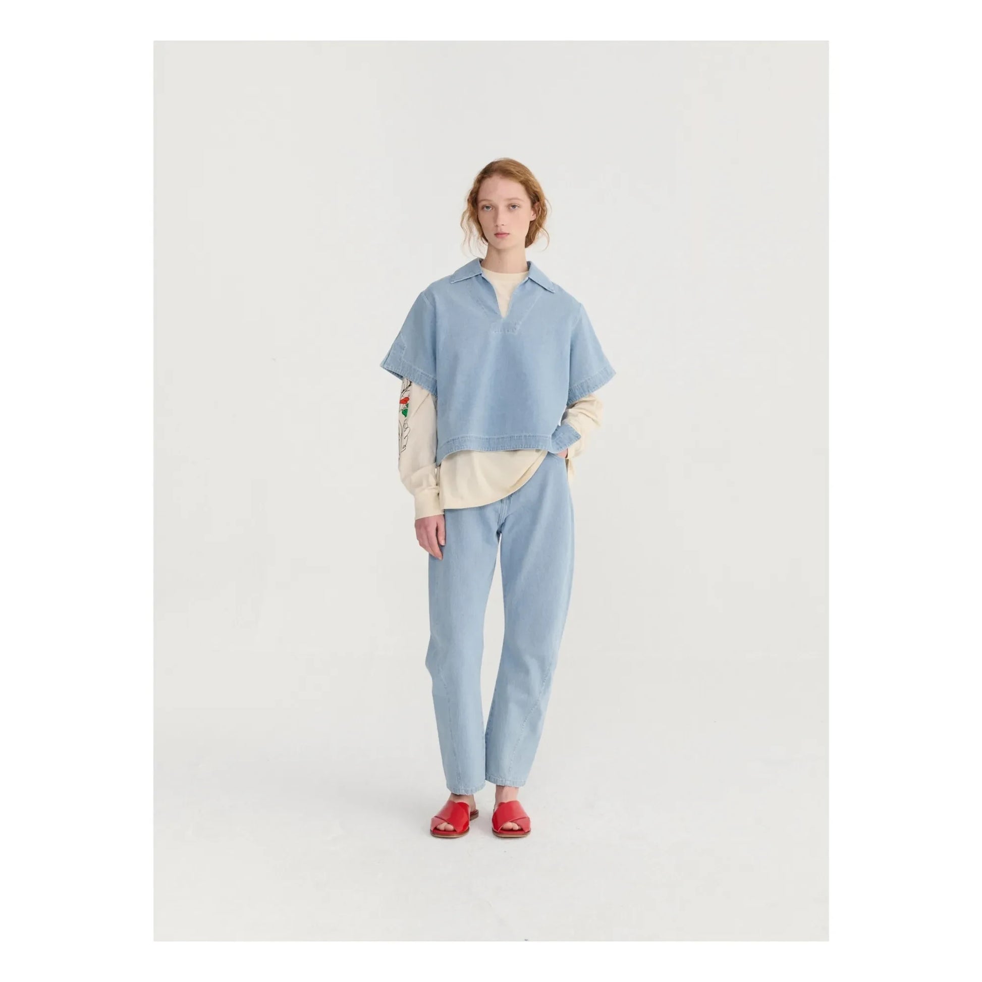 Bobo Choses - Cotton Polo Blouse | Light blue