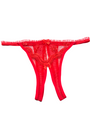 Red Scalloped Embroidery Open Front Thong
