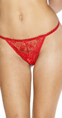 Red Scalloped Embroidery Open Front Thong