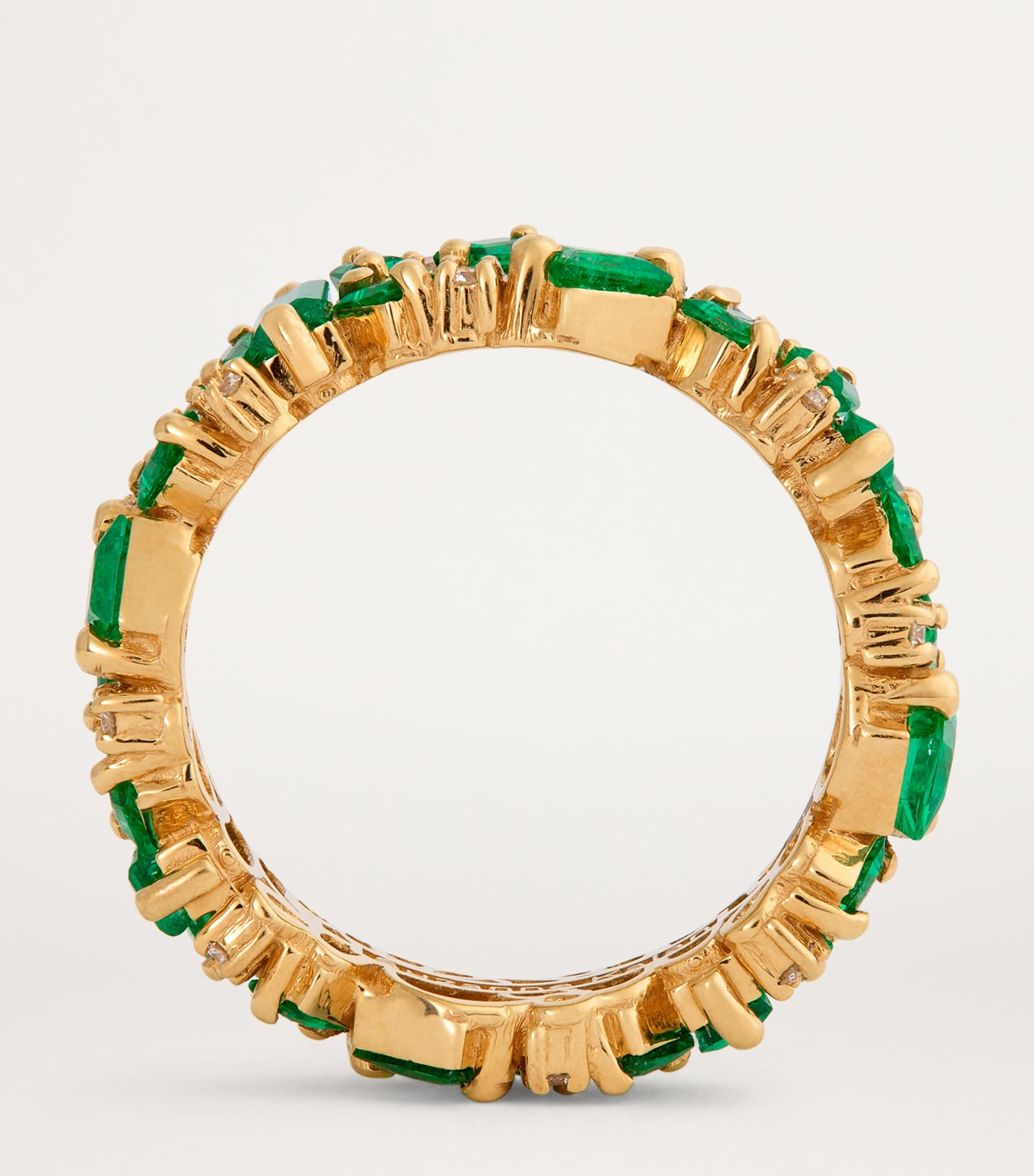 Yellow Gold, Diamond and Emerald La Fantaisie Eternity Ring