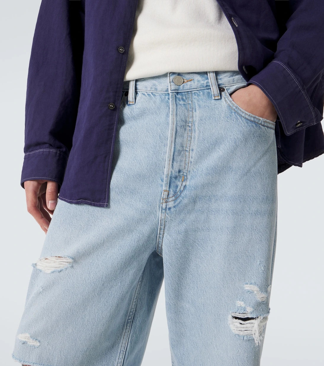Frame - Baggy distressed wide-leg jeans
