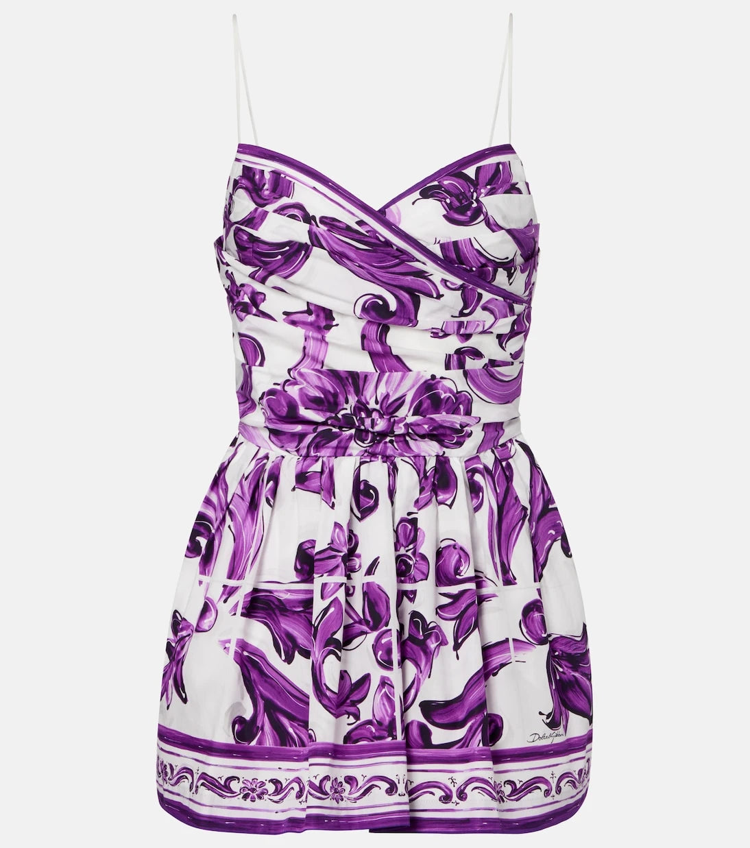 Dolce&Gabbana - Majolica cotton poplin bustier dress