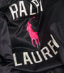Polo Ralph Lauren Black Satin Pink Pony Baseball Jacket