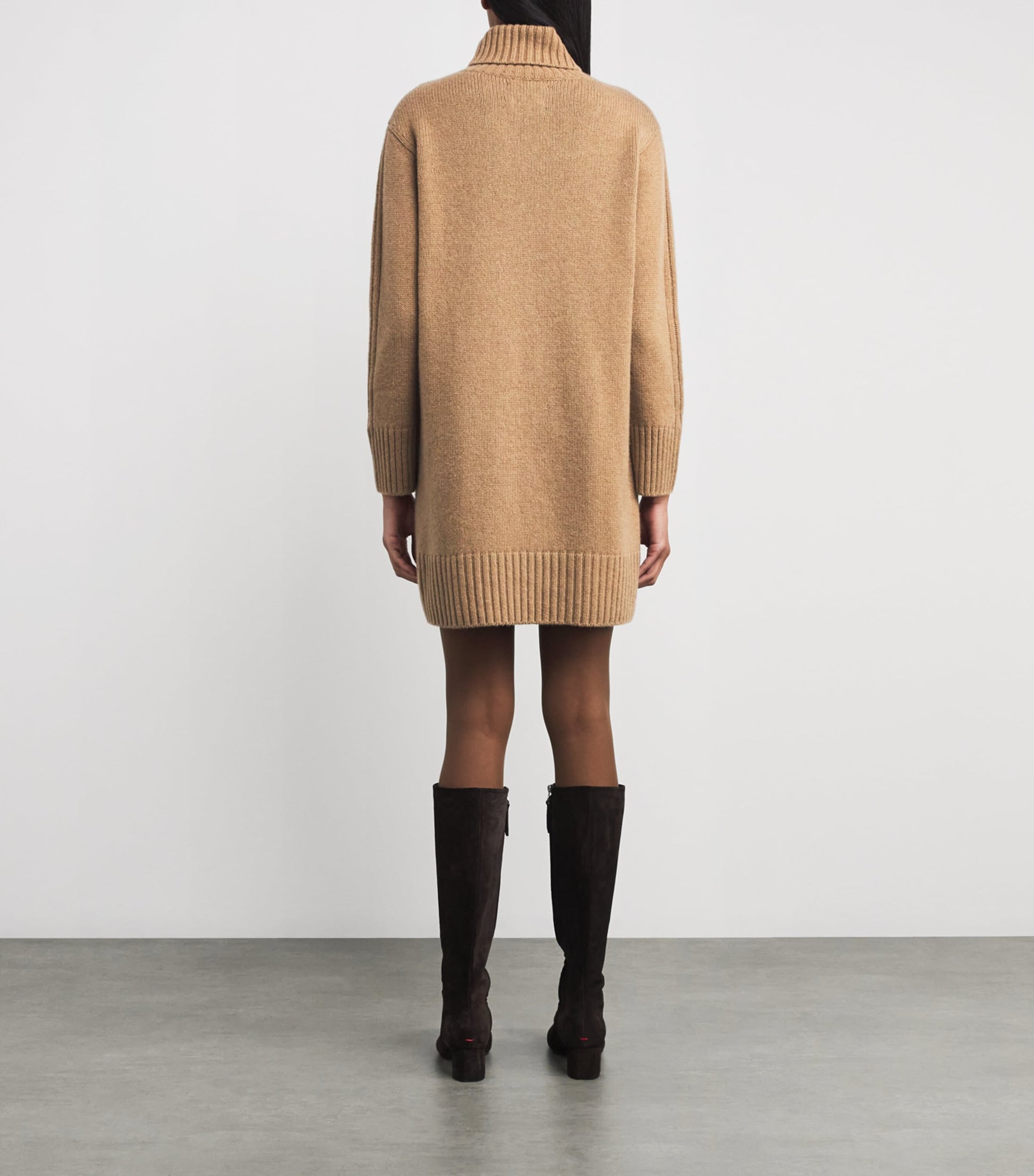 Neutral Cashmere Rollneck Mini Dress