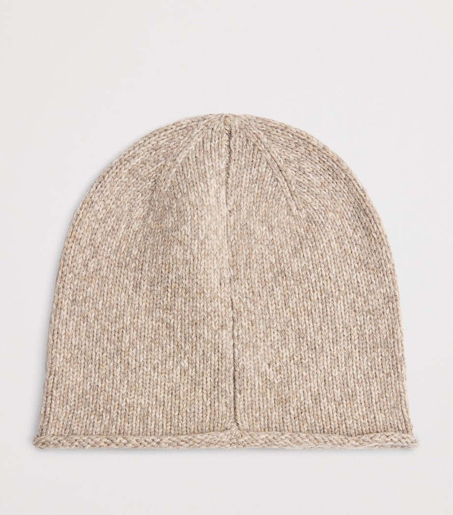 Brown Wool-Blend Flag Beanie
