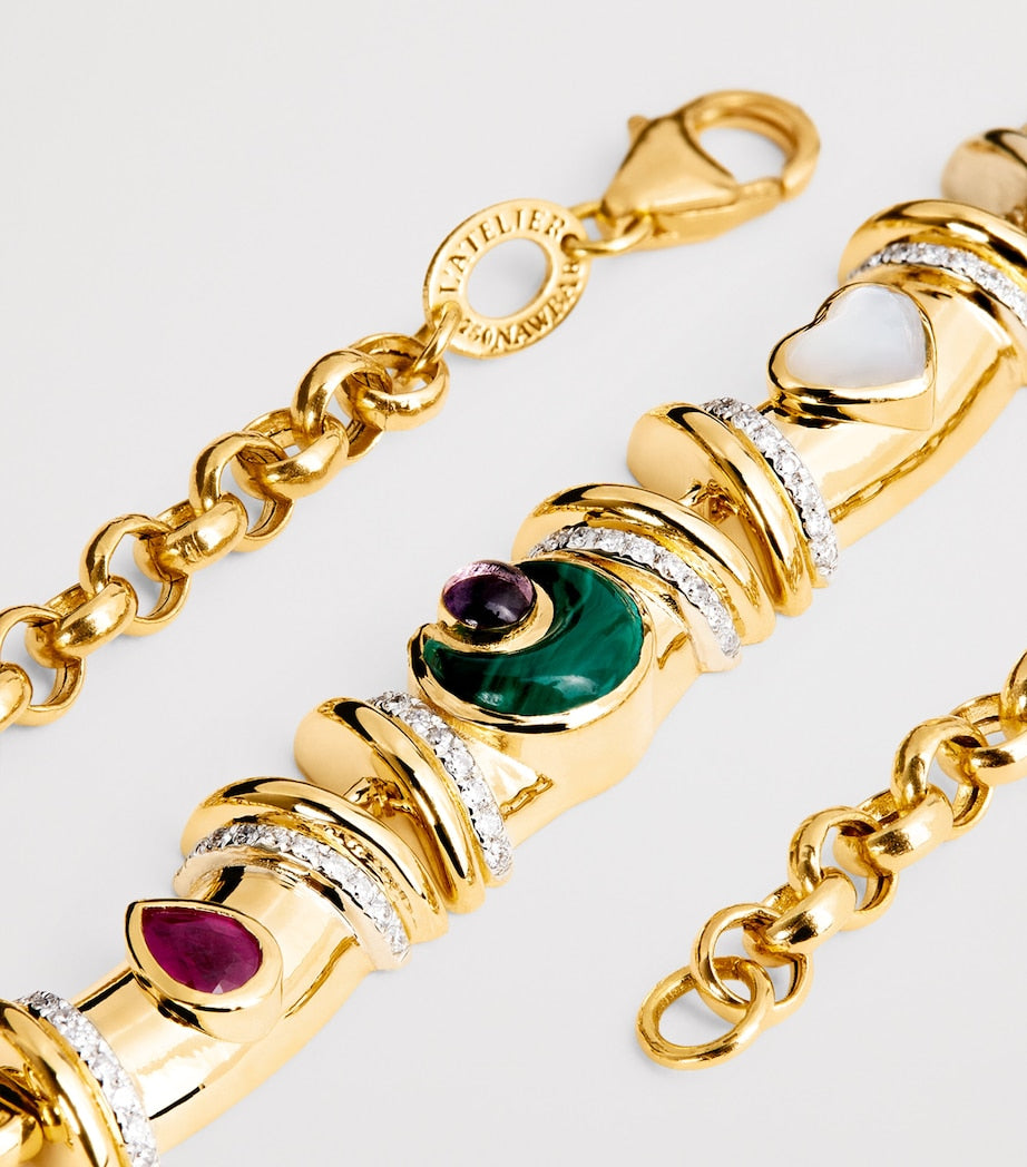 Yellow Gold, Diamond and Mixed Stone Lot N*91 Milky Way Necklace