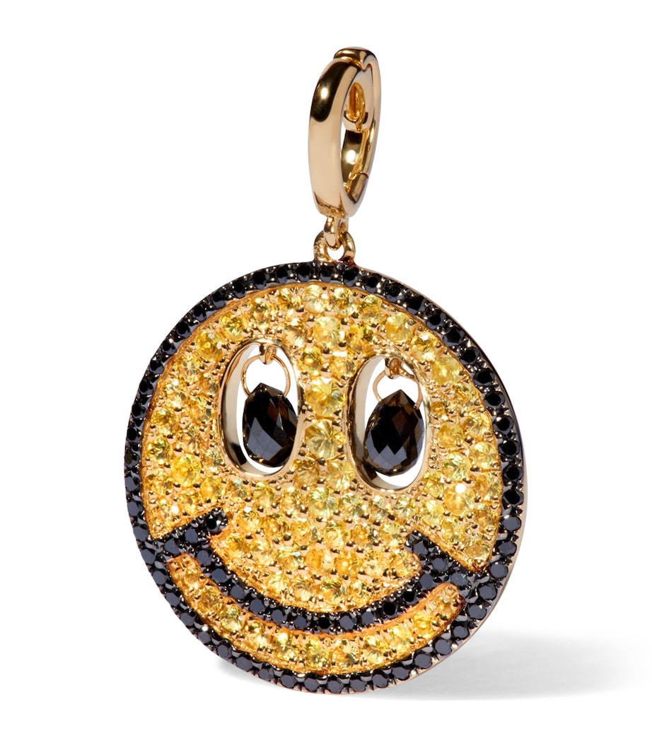Yellow Gold, Diamond and Sapphire Mythology Happy Face Charm