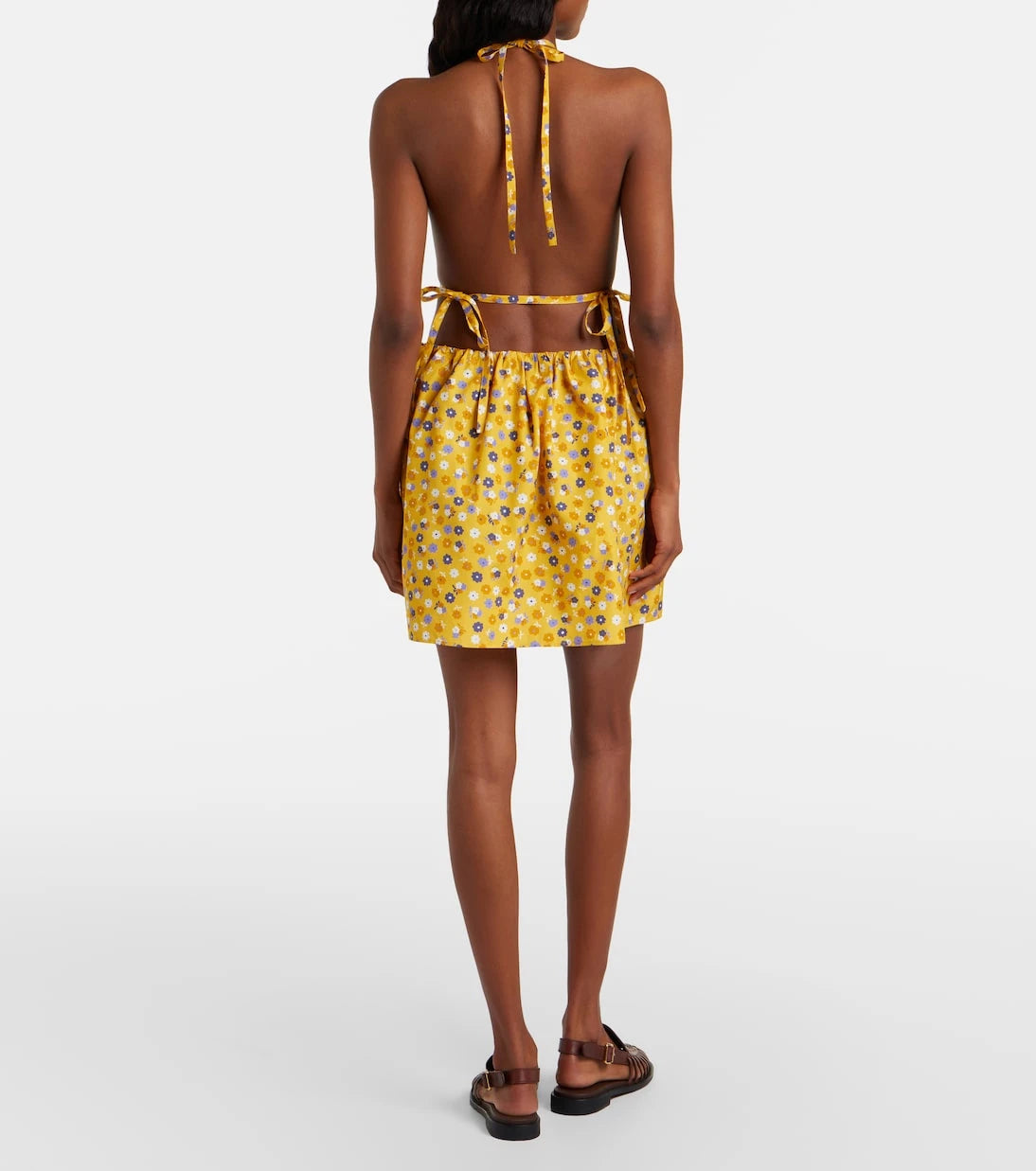 Miu Miu - Floral open-back cotton poplin minidress