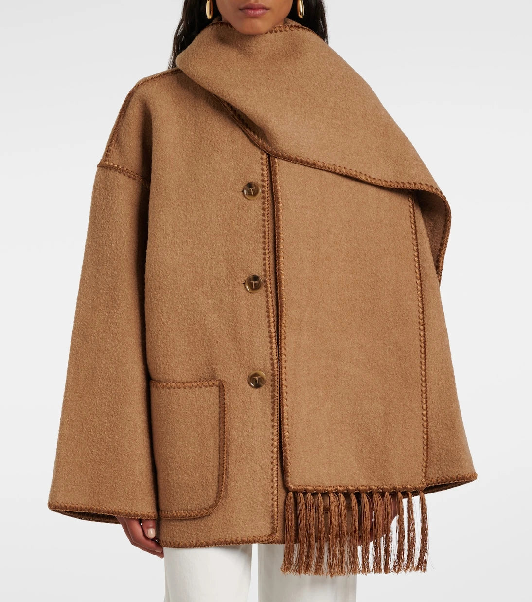 Toteme - Embroidered wool-blend scarf jacket