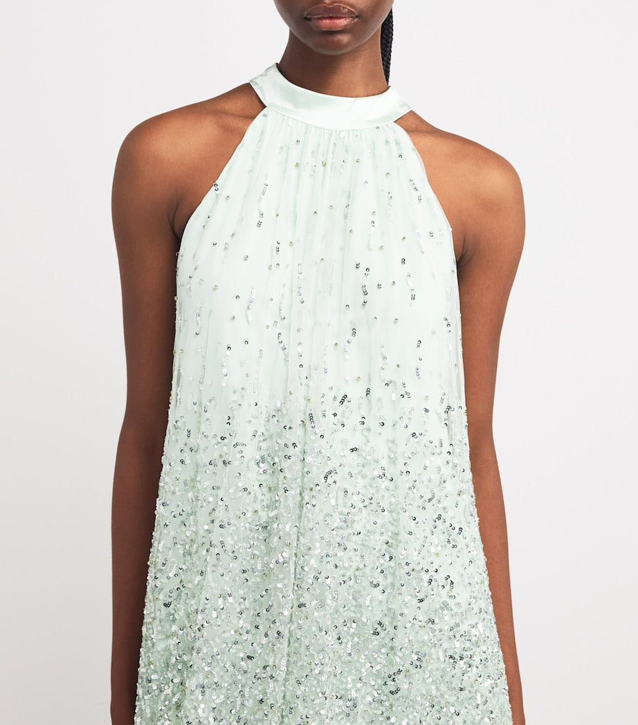 Alice+Olivia Green Embellished Erna Mini Dress