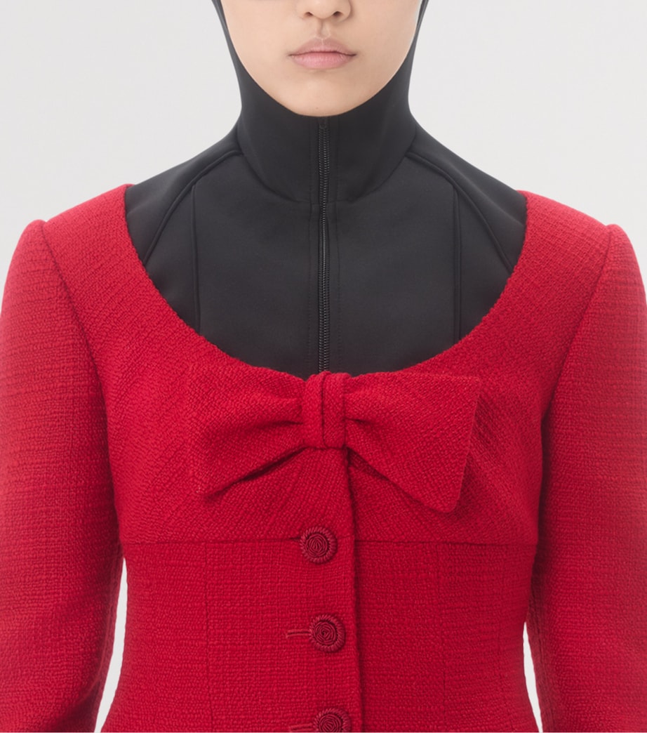 Valentino Red Virgin Wool-Blend Bow Blazer