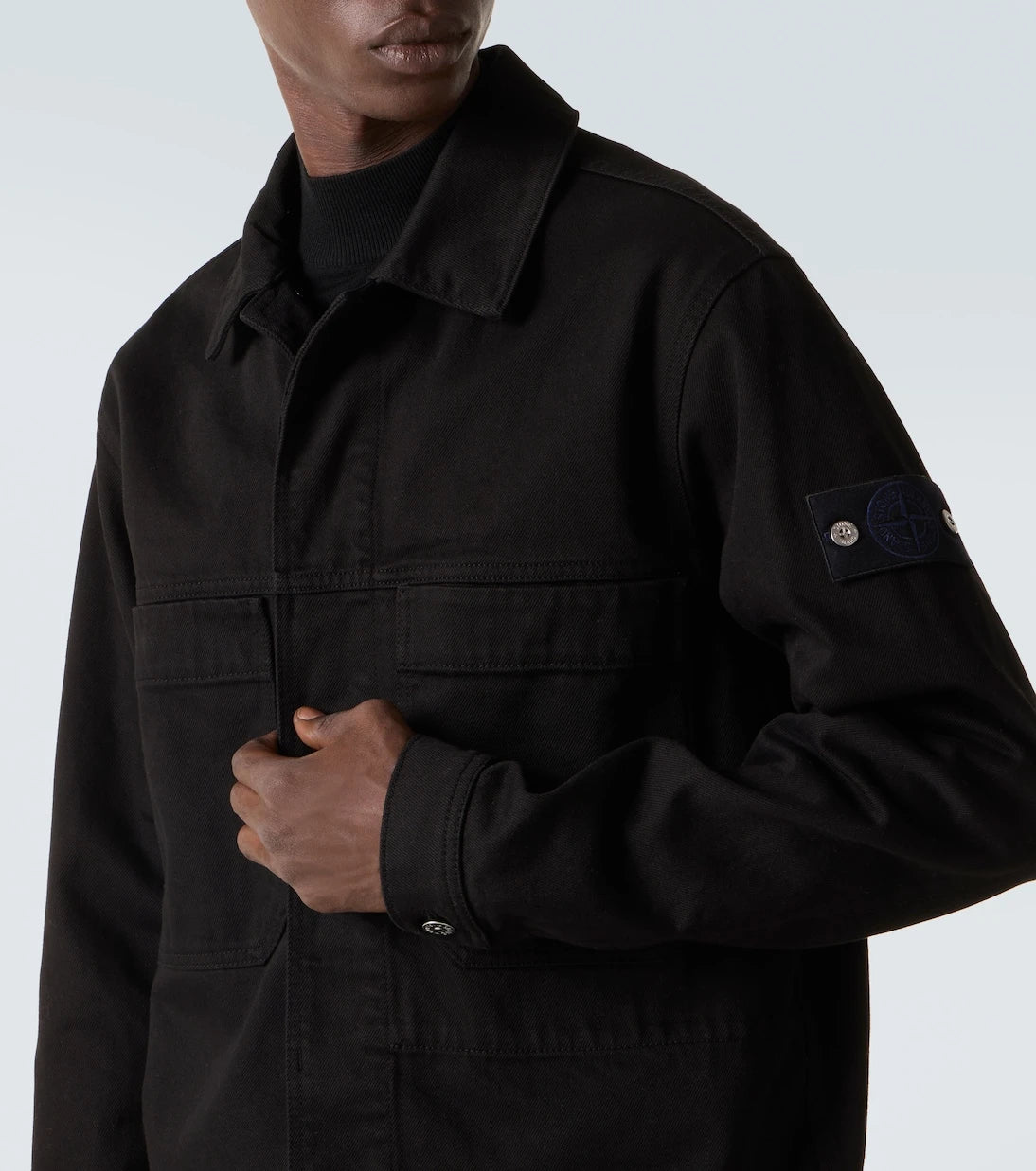 Stone Island - قميص اوفرشيرت من الدنيم طراز Compass