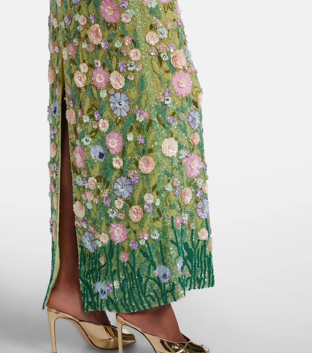 Là Fuori - Embellished floral gown