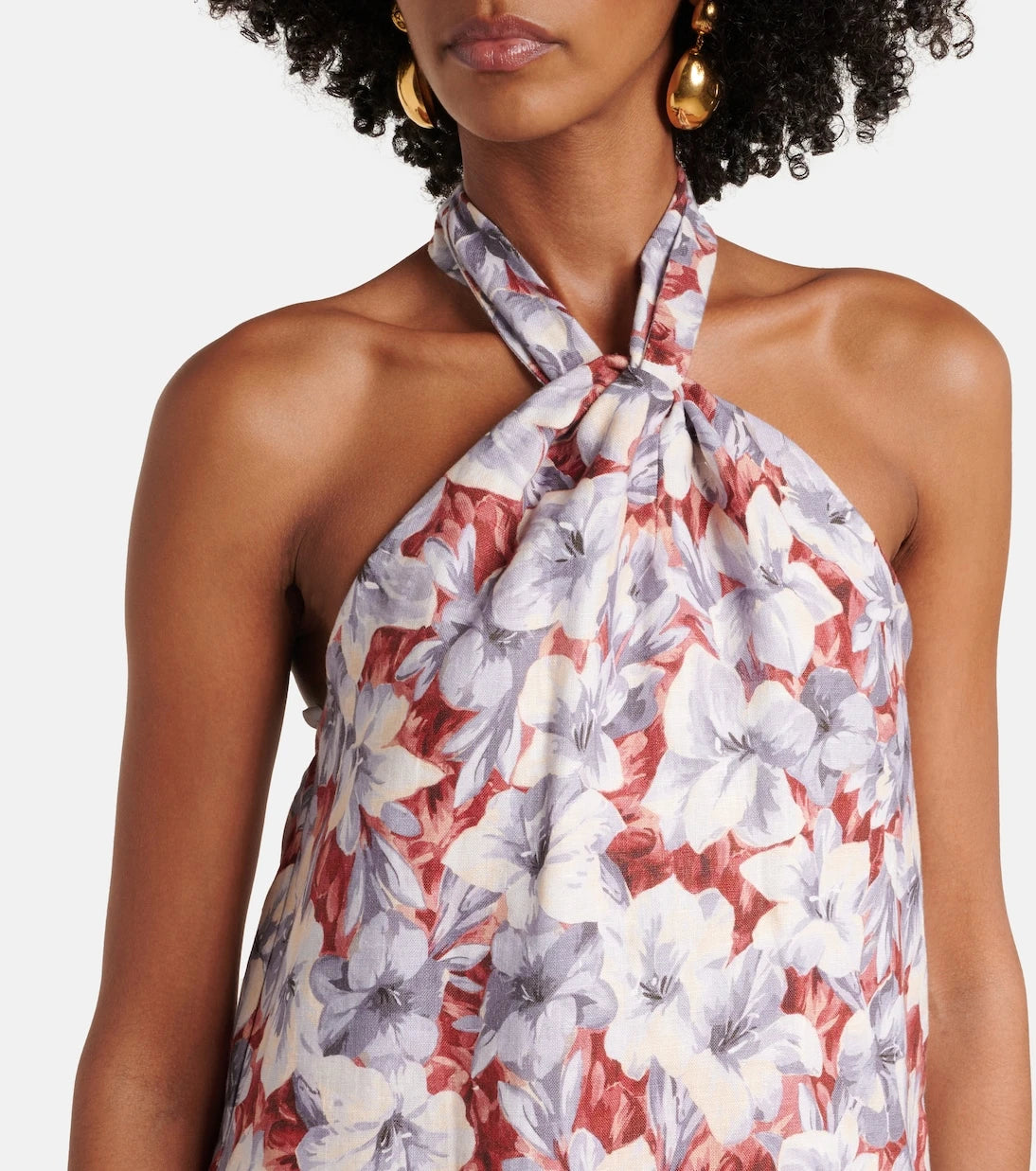 Posse - Luna floral halterneck linen minidress