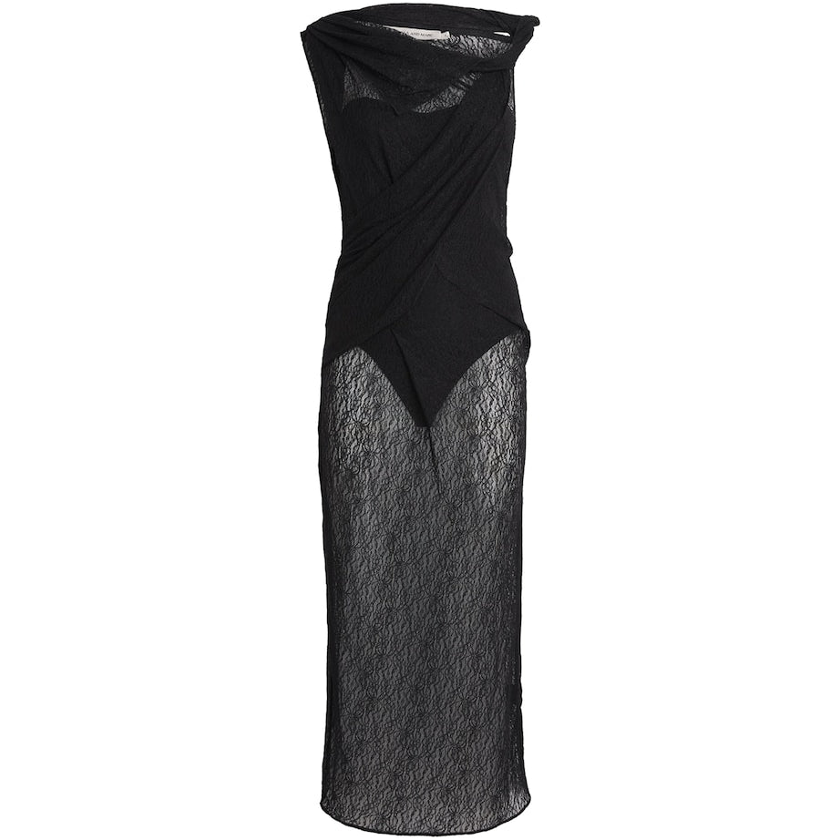 Lace Aperture Midi Dress