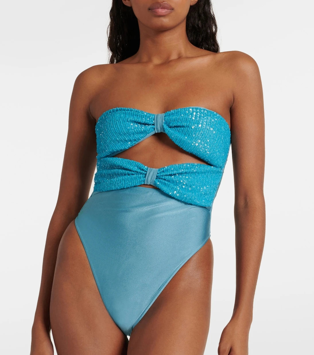 Adriana Degreas - Sequined cutout strapless swimsuit