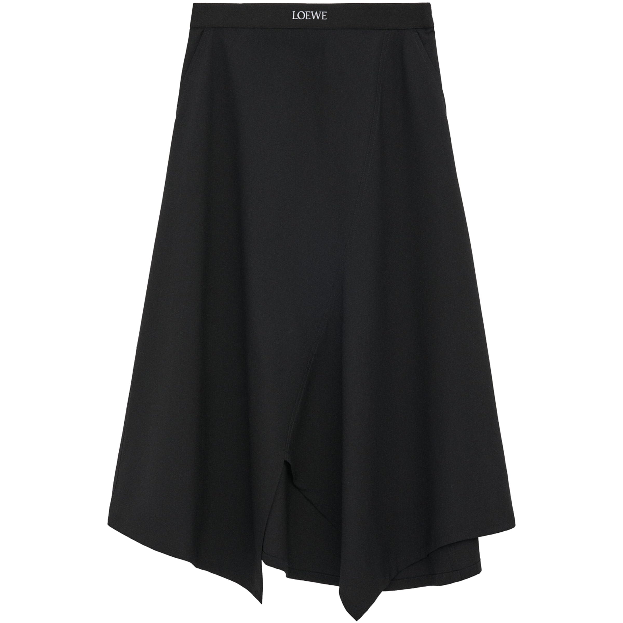 LOEWE Black Wool-Blend Asymmetric Skirt
