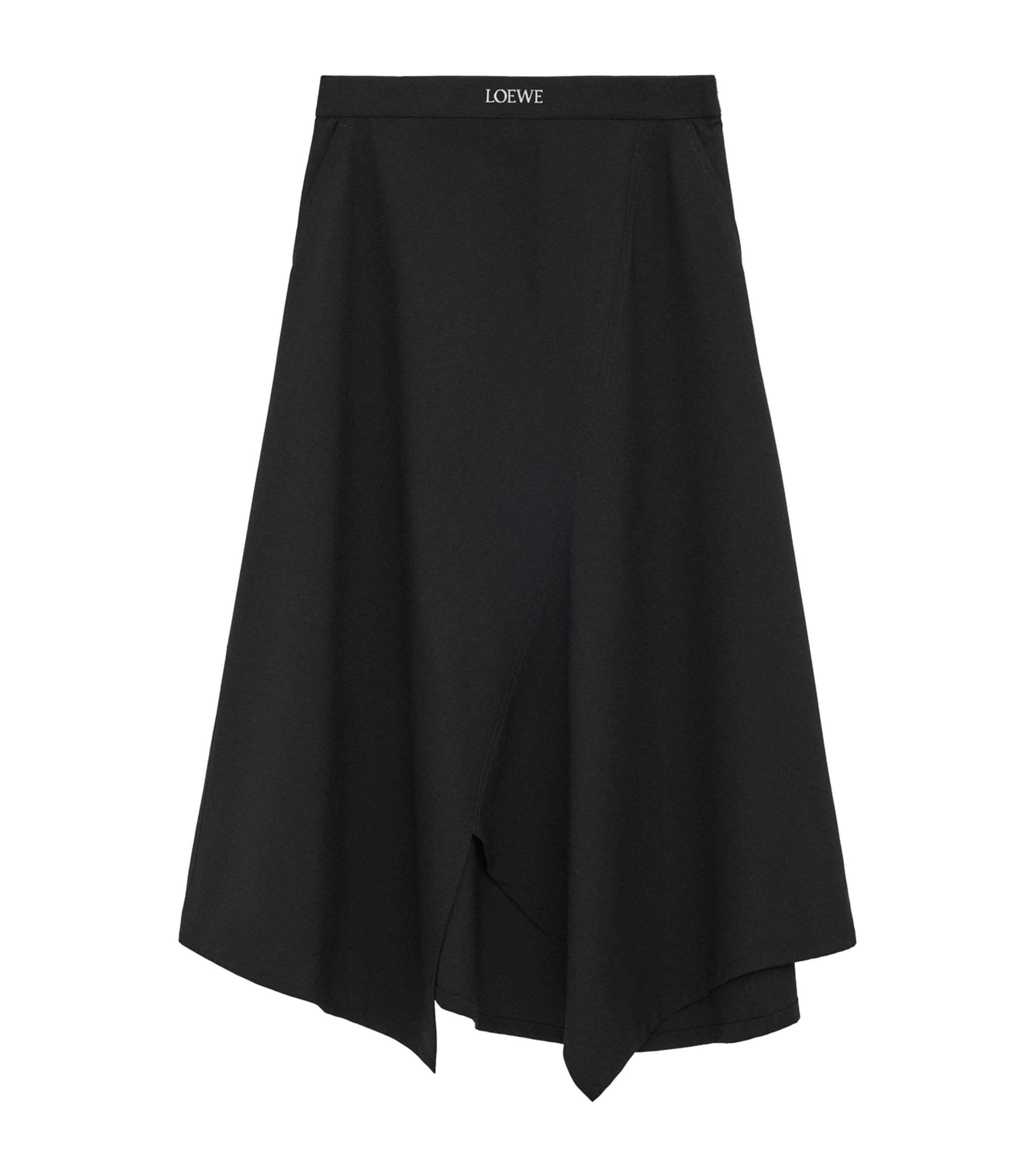 LOEWE Black Wool-Blend Asymmetric Skirt